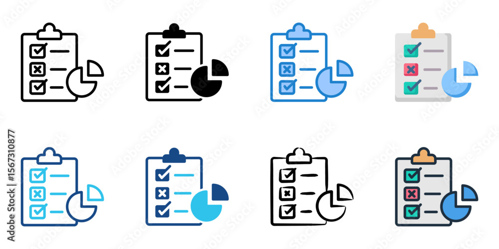 Poster survey icon set multiple style collection