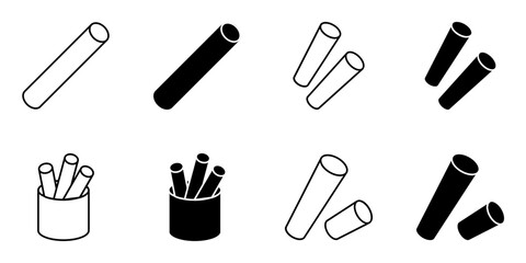 chalk, blackboard, writing icon set