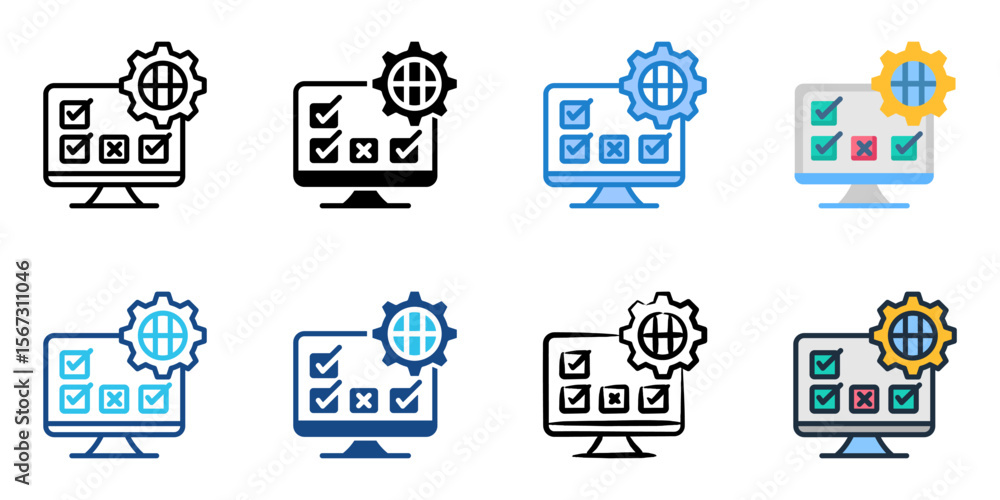 Poster assessment tool icon set multiple style collection