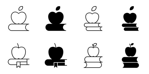 book and apple icon set