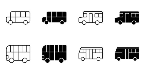 school bus, transportation icon set