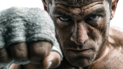 Obraz premium Focused Determination of a Grizzled Fighter