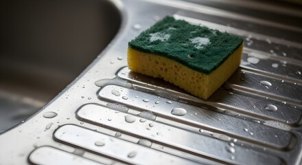 close up of a sponge on the sink