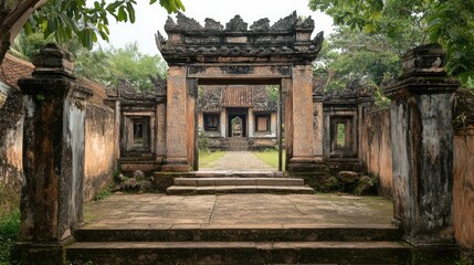 Naklejka premium Ancient Temple Gateway in Vietnam
