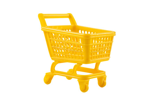 Small yellow shopping cart, ideal for retail, e commerce, or shopping concepts. - Powered by Adobe