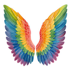 Obraz premium Rainbow Watercolor Wings on Transparent Background