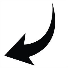 A vivid red arrow curves downward against a stark black background pointing towards the bottom left corner