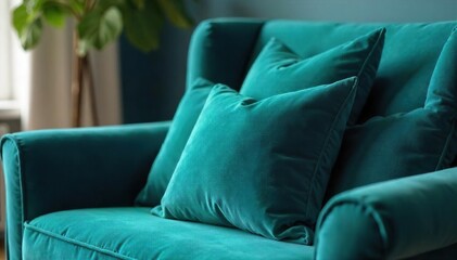 Deep Teal Velvet Cushion Luxurious Comfort & Style for Modern or Traditional Living Rooms