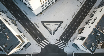 Urban Junction Aerial View Minimalist Architecture And Streetscape Design