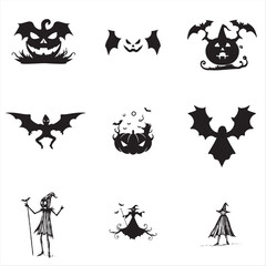 Fototapeta premium set of Halloween icons bundle pack collection 