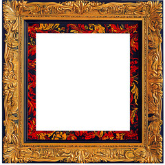 gold picture frame isolated on transparent background png
