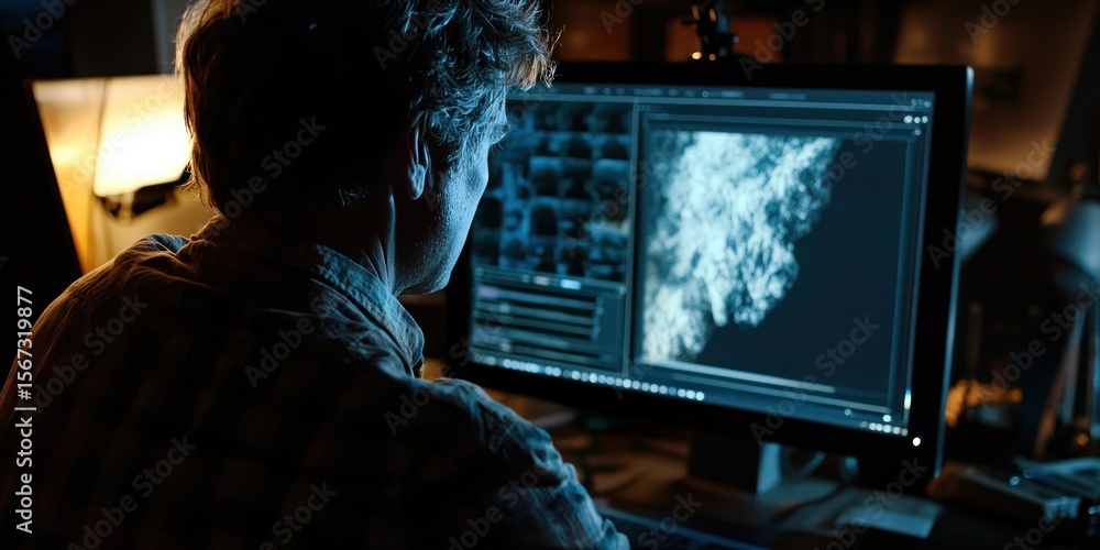Aufkleber a filmmaker adjusting color grading on a computer screen