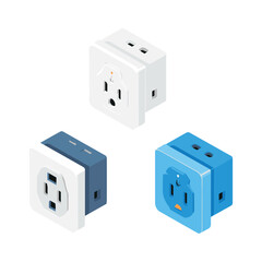 Isometric Electric Socket and Smart Plug Set