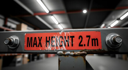 Maximum Height Restriction Signage In Modern Warehouse Environment Detail