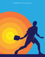 Premium bright modern pickleball player background illustration design	