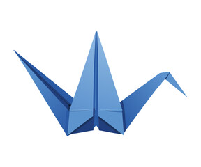 Fototapeta premium Blue Origami Crane with Downward Pointing Wings
