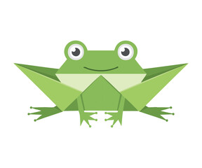 Front Facing Green Origami Paper Frog