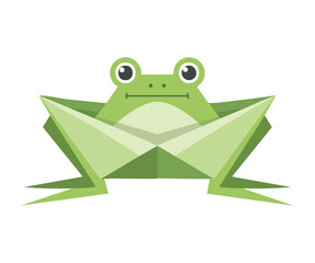Green Origami Frog with Big Googly Eyes