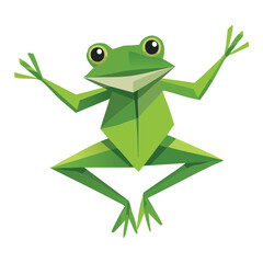 Cheerful Green Frog in a Dancing Pose