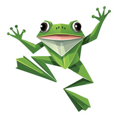 Energetic Green Frog Standing Leaping Pose