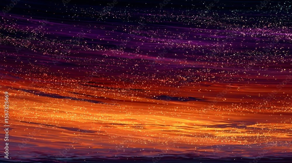 Poster abstract shimmering lights create an impressionistic and dynamic landscape with purple and orange