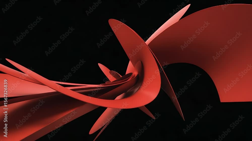 Poster abstract red swirl: dynamic red swirls entwine on a black background, a captivating abstract design 