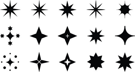 Twinkle star icon, Stars set, sparkle icons collection
