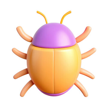 3D ladybug icon, cute cartoon insect graphic illustration, glossy orange and purple bug symbol, digital asset for web design and mobile app interface isolated on Transparent Background