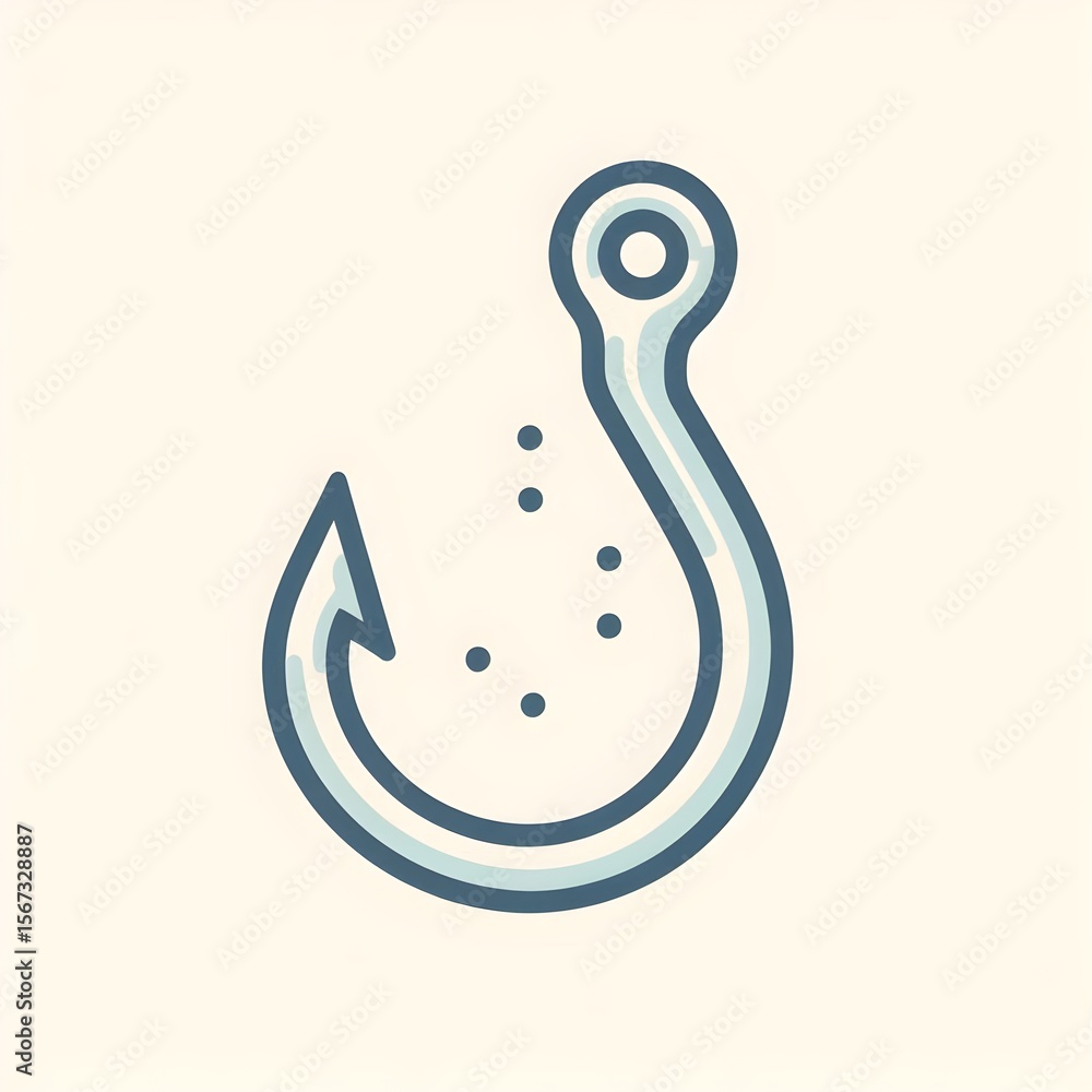 Poster minimal vector icon of fish silhouette with curved fins and tail over soft gray background represent