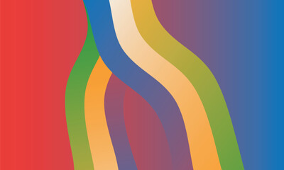 Abstract colorful stripes flowing and curving across a vibrant background.