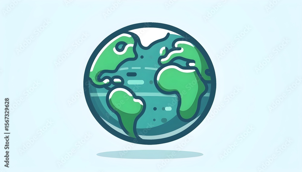 Poster flat world globe icon with minimal map details placed on white background symbolizing global awarene