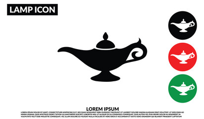 Magic lamp icon vector, Aladdin genie lamp silhouette illustration, Antique oil lamp symbol