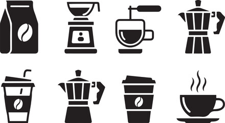 Vector Coffee Icons: Brewing Methods and Drinks Set