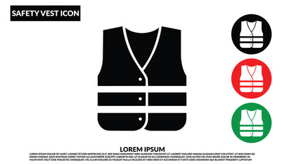 Safety vest icon, Protective vest symbol, Construction vest icon vector
