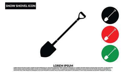 Shovel icon, Winter shovel tool silhouette, Cold weather clean up symbol
