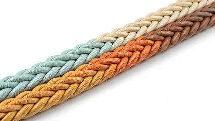 Multicolored Braided Cord: A vibrant, multicolored braided cord showcasing a blend of pastel and earthy tones, perfect for crafting and design projects.