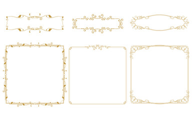 エレガントなビンテージ風正方形フレーム枠のイラストセット