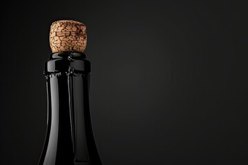 Ultra Hd Picture of Sealed Champagne Dark Bottle with Cork in Black Foil