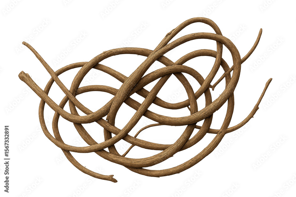 Poster brown branches intertwining, forming intricate geometric patterns, revealing delicate natural comple