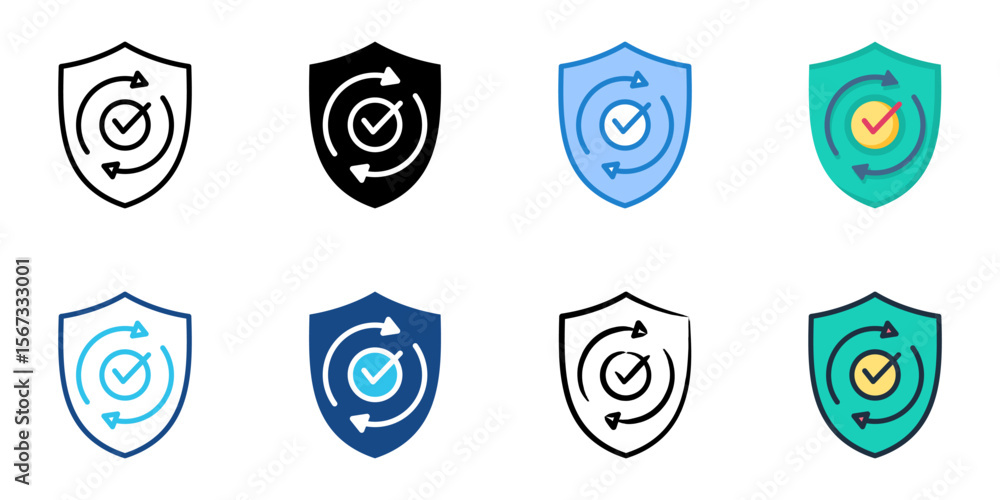 Poster reliability icon set multiple style collection