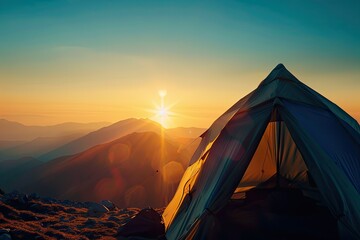 Vibrant Color Visual of People Camping with Tent in the Forest