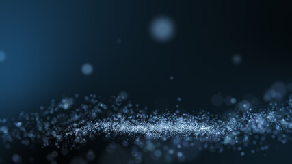 Blue Glowing Particles in Abstract Motion on Dark Background