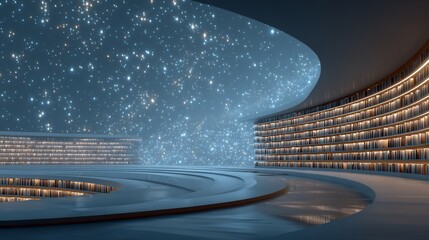 Celestial Library: A futuristic architectural marvel where knowledge meets the cosmos.