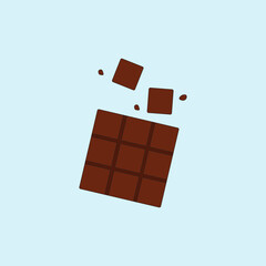 Chocolate bar vector illustration on blue background. World Chocolate Day's concept