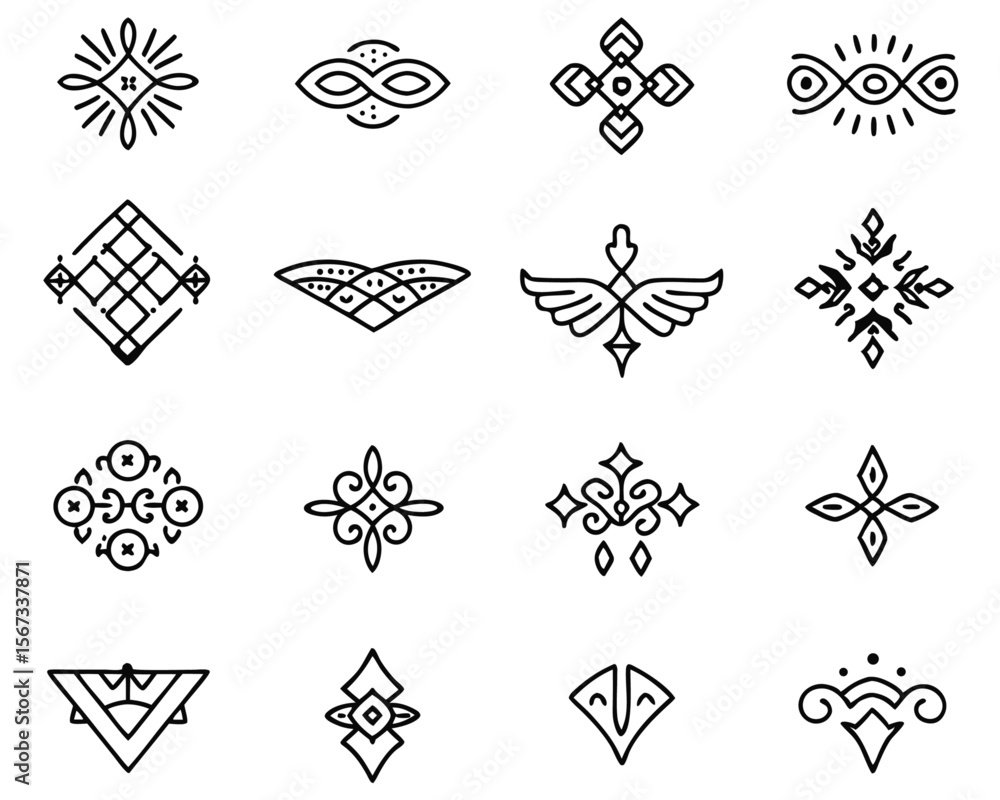 Aufkleber intricate neo tribal gothic patterns with modern geometric elements in a repeating seamless design f