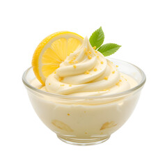 lemon cream dessert in glass bowl isolated on transparen png