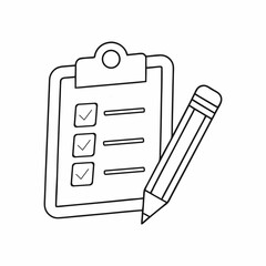 Checklist Clipboard Icon, Minimalist Vector Symbol for Task Management and Productivity