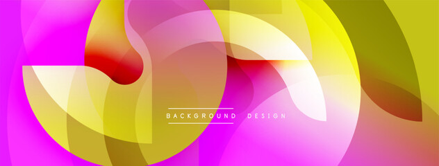 Abstract fluid shapes, vibrant colors blend. Yellow, pink, red create dynamic composition. Modern design element for backgrounds.