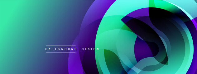Abstract vibrant design features flowing shapes, gradients. Turquoise, purple hues dominate composition. Text reads background design. Modern aesthetic.