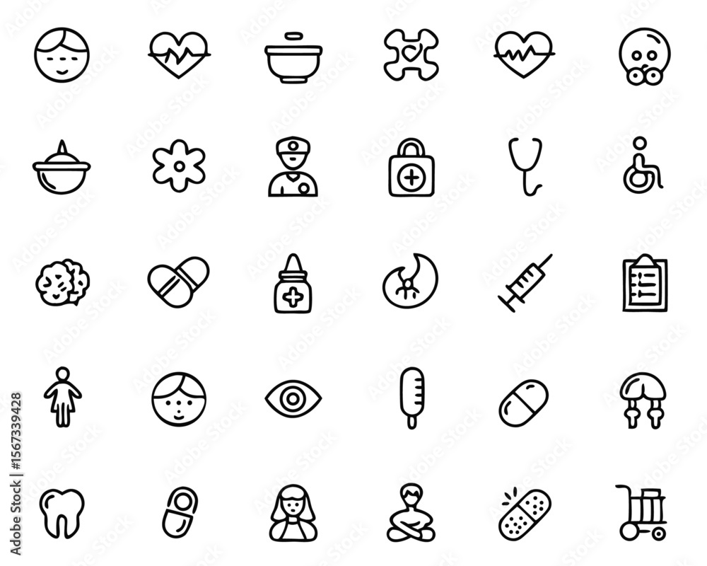 Aufkleber comprehensive collection of thin line symbols representing prenatal care fertility and reproductive 